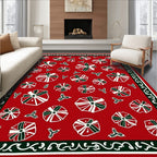 Red White Green Festive Gift Collage Rug