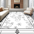 Celestial Floral Swirl Starry Night Rug
