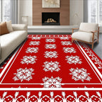 Bold Red Snowflake Medallion Rug