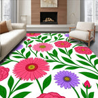 Vibrant Pink Purple Floral Branches Rug