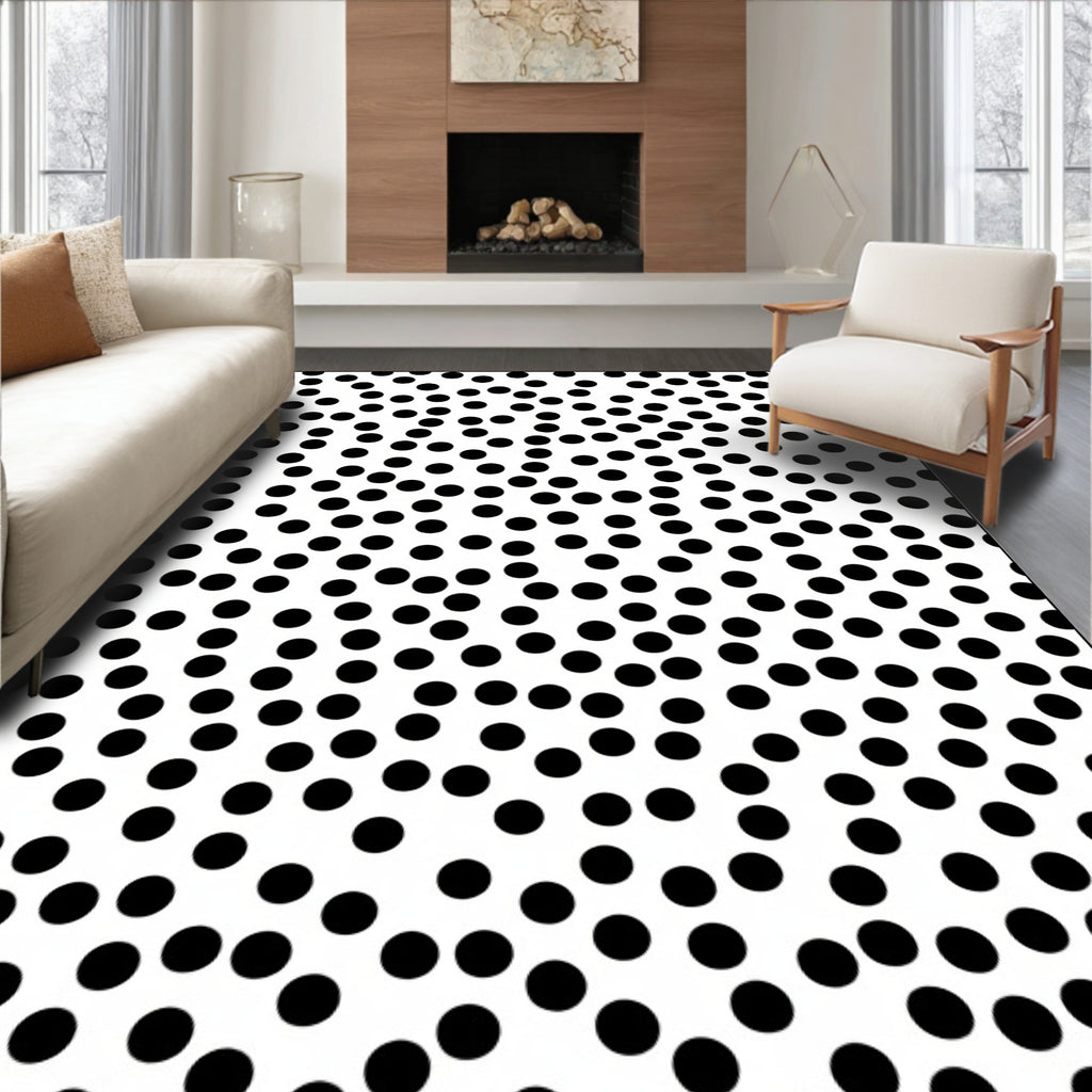 Modern Black Polka Dot Scatter Rug