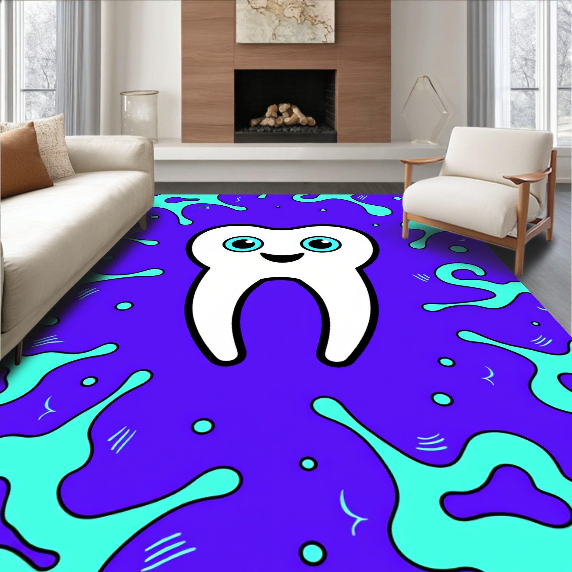 Happy Tooth Splash Purple Rug
