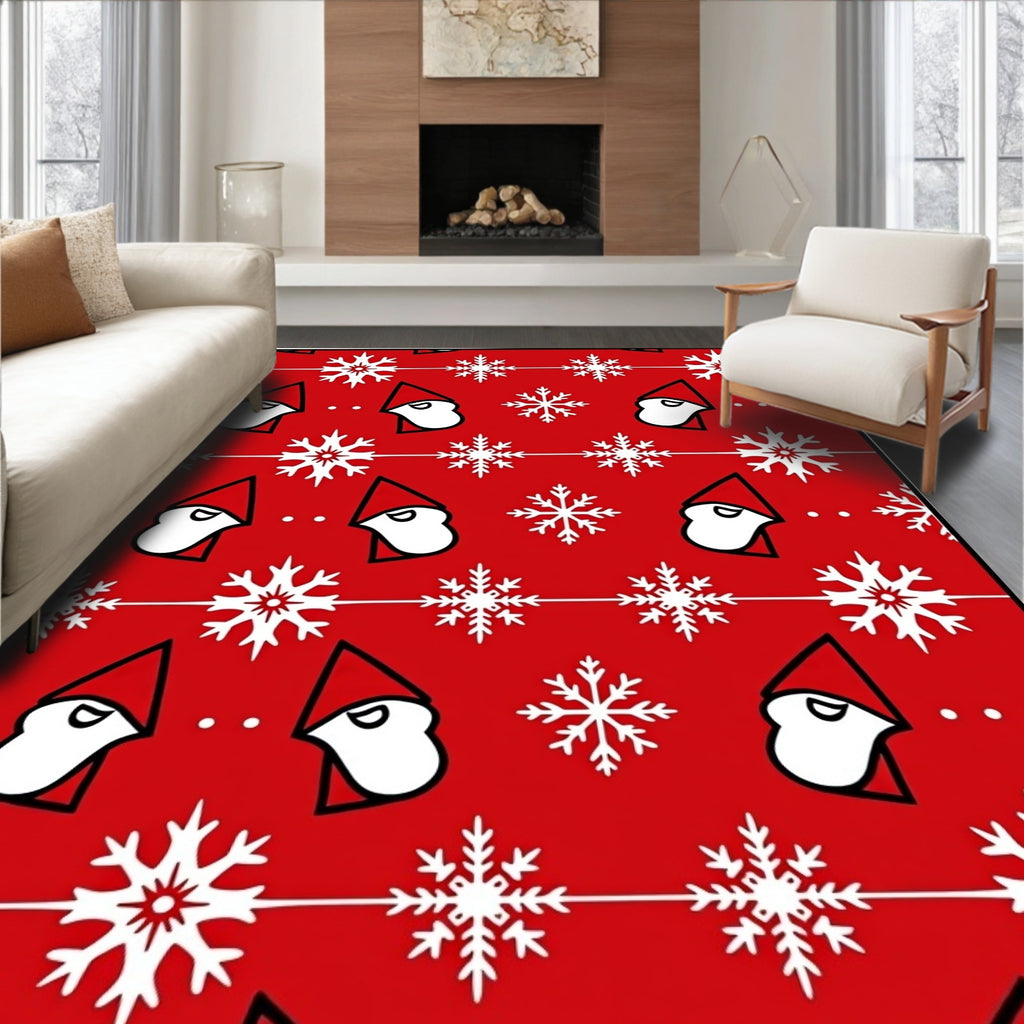 Red Snowflake Gnome Holiday Rug
