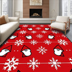 Red Snowflake Gnome Holiday Rug