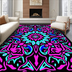 Vibrant Pink Blue Mandala Art Rug