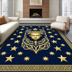 Golden Celestial Face Stars Border Rug
