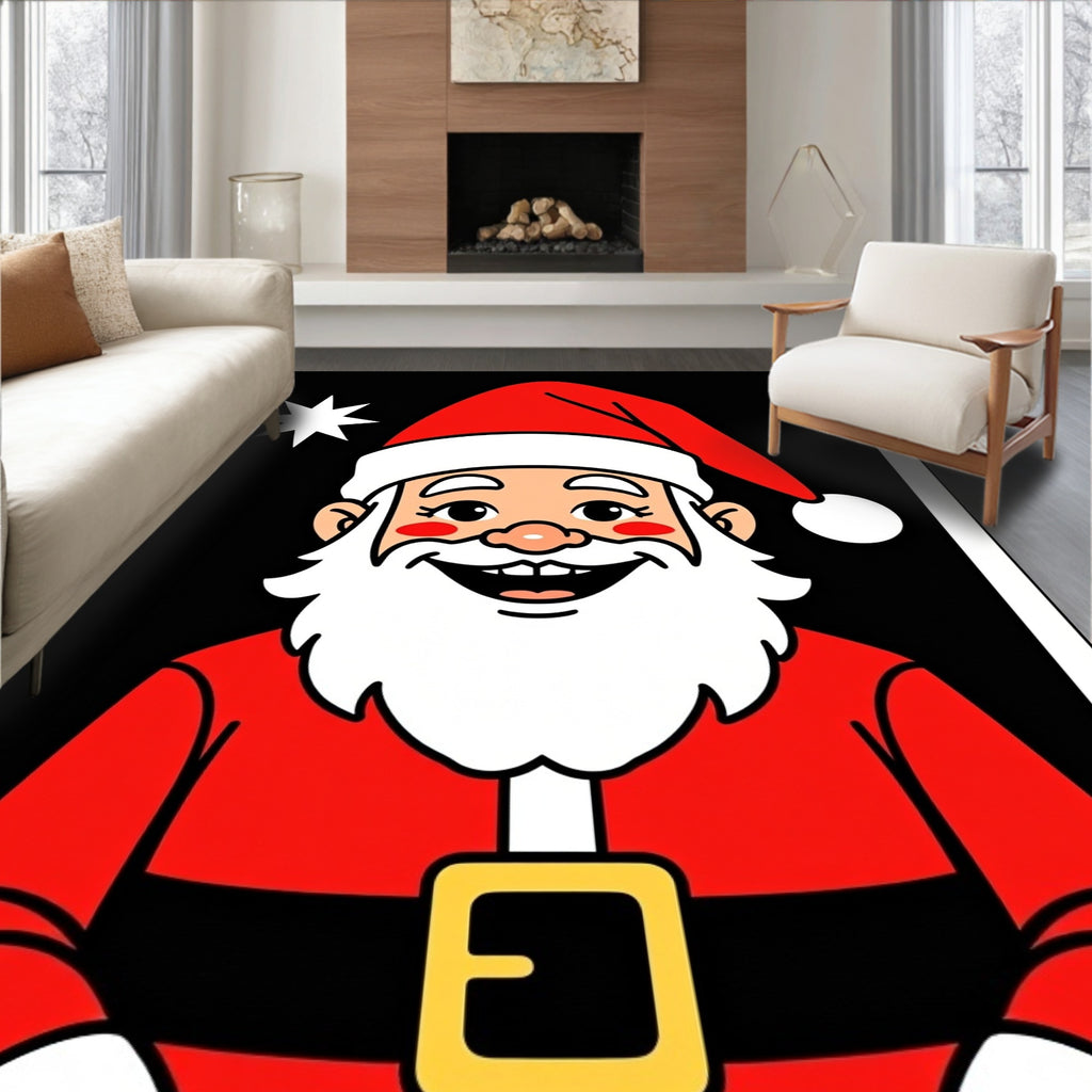 Jolly Red Santa Claus Star Rug
