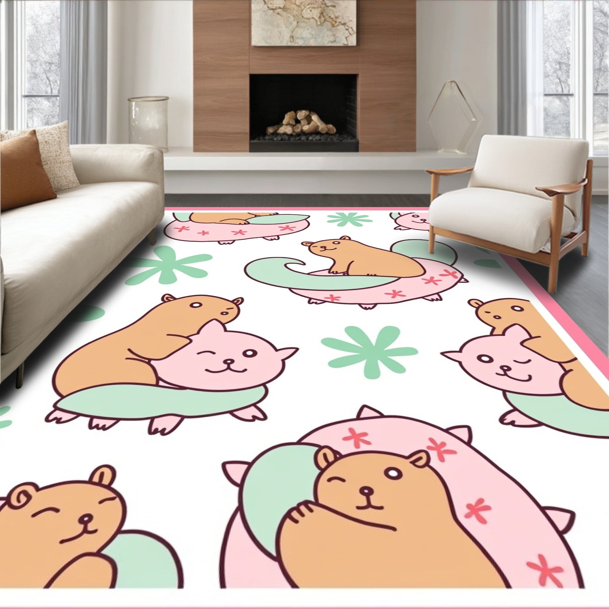 Cute Hamster And Paws Nature Blanket Rug