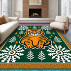 Friendly Orange Tiger Snowflake Forest Rug