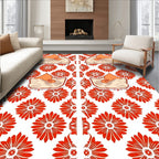 Coral Floral Medallion and Peach Cloud Rug