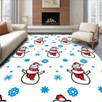Happy Christmas Snowman Blue Flurry Rug