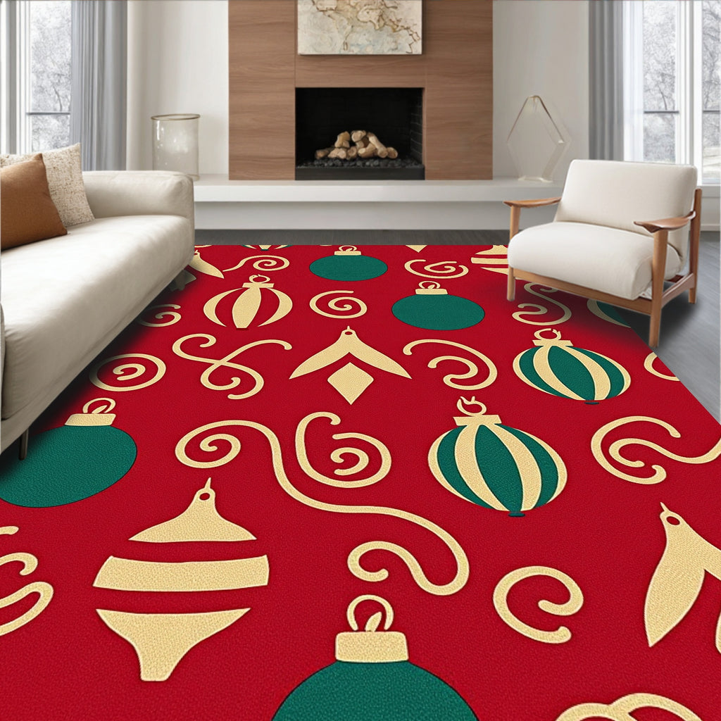 Crimson Gold Teal Ornament Swirls Rug