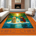 Biblical Scene Sunlit Forest Water Rug