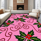 Pink Holly Berry Swirl Collage Rug