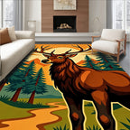 Majestic Elk And Pine Forest Sunset Rug