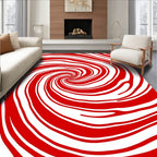 Crimson White Spiral Vortex Rug