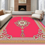 Vibrant Red Rococo Medallion Rug