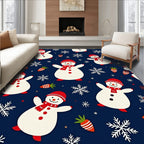 Festive Snowman Red Scarf Snowflakes Rug