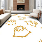 Golden Stylized Owl Medallion Rug