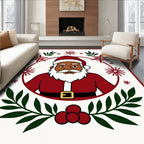 Festive Santa Claus Christmas Wreath Rug