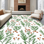 Earthy Green Branching Berry Foliage Rug