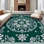 Winter Forest Snowflake Mandala Rug