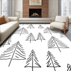 Minimalist Black Pine Tree Forest Rug