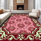Crimson Floral Hearts Border Rug