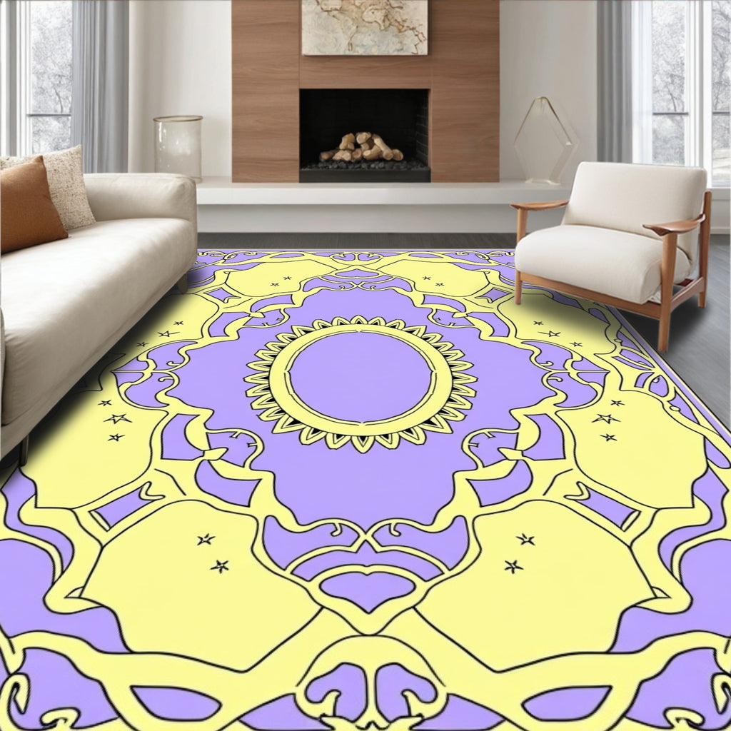 Lilac Golden Organic Sunburst Rug