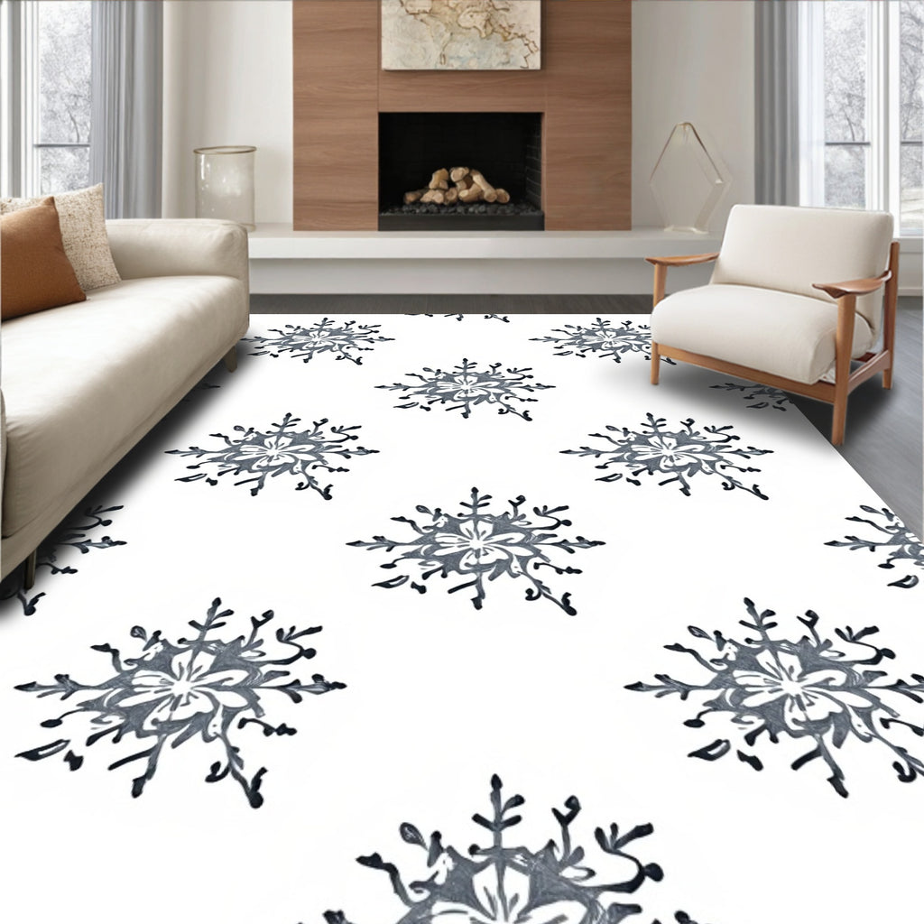 Chic Gray Snowflake Repeat Rug