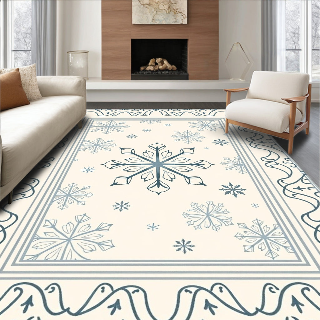 Winter Blue Snowflake Elegance Rug