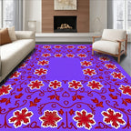 Violet Crimson Floral Vine Intricate Rug