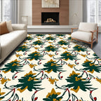Forest Green Floral Butterfly Swirl Rug