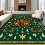 Cozy Cabin Winter Forest Scene Rug
