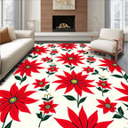 Bold Red Floral Blooms Rug