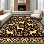 Golden Deer Snowflake Border Rug