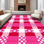 Pink Red Polka Dot Gingham Rug