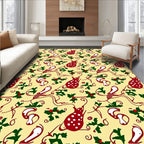 Cream Red White Holly Sprig Rug