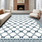Navy Geometric Chain Link Grid Rug