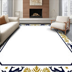 Navy Golden Deer Border Rug