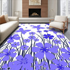 Violet Butterflies And Flowers Field Rug