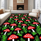 Whimsical Red Mushroom Forest Garden Rug