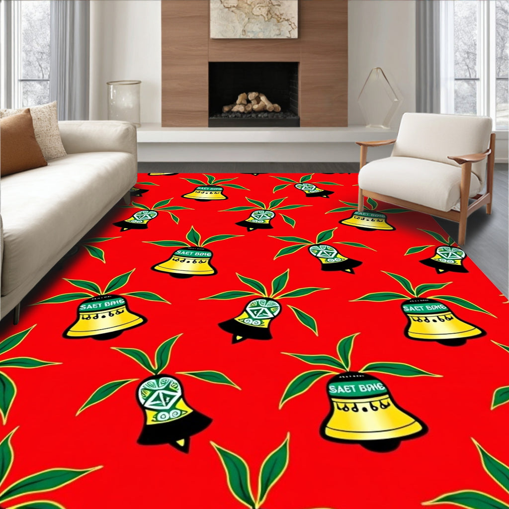 Festive Yellow Bell Foliage Scatter Rug