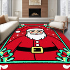 Festive Red Santa Claus Glimmering Stars Rug