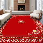 Vibrant Red Floral Medallion Rug