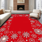 Crimson white abstract snowflake collection Rug