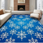 White Snowflake Radiance On Blue Gradient Rug