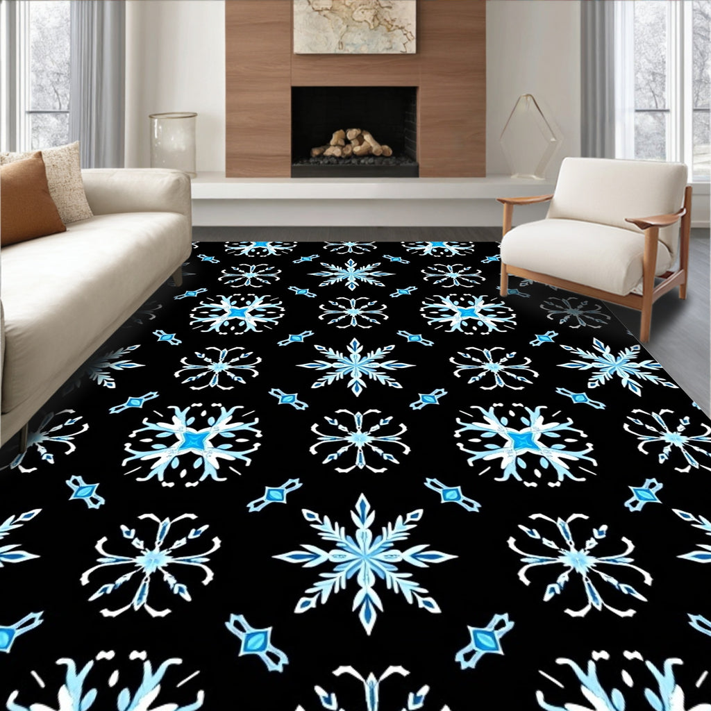 Winter White Blue Snowflake Scatter Rug