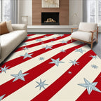 Red White Striped Starburst Arrangement Rug