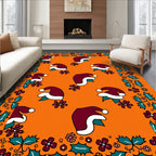 Festive Santa Hats Holly Border Rug
